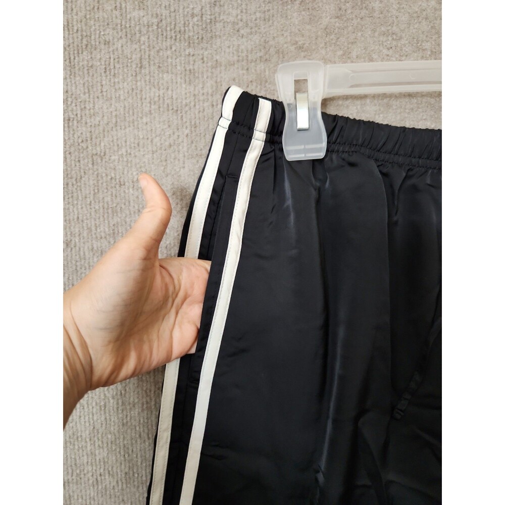 Old Navy Satin Track Pants Womens M Tall Black White Stripes Lightweight NEW - Picture 5 of 11
